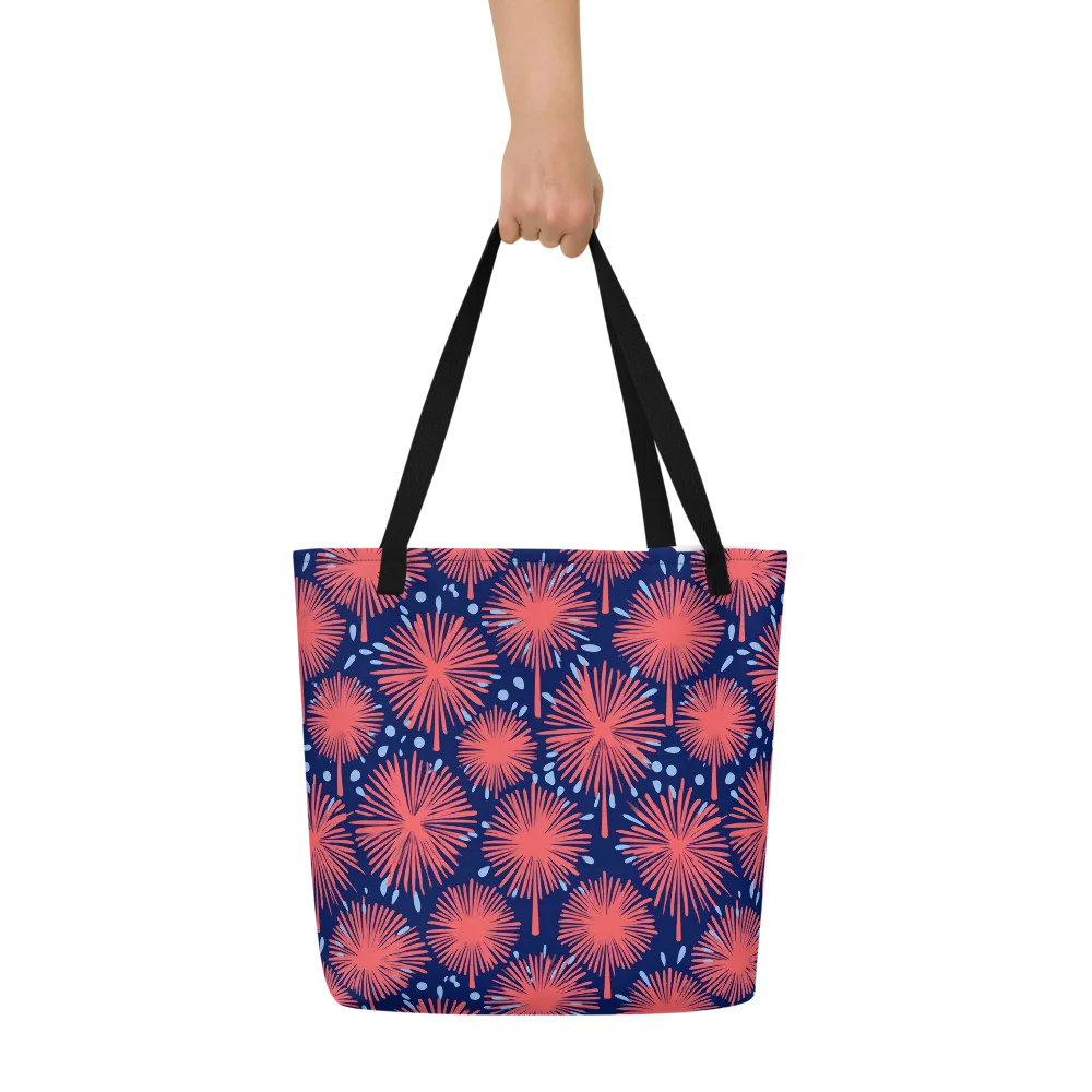 Coral Fireflower on Large Tote Bag W/ Pocket — Front