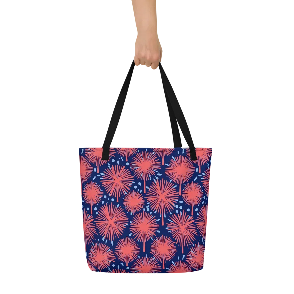 Coral Fireflower on Large Tote Bag W/ Pocket — Front