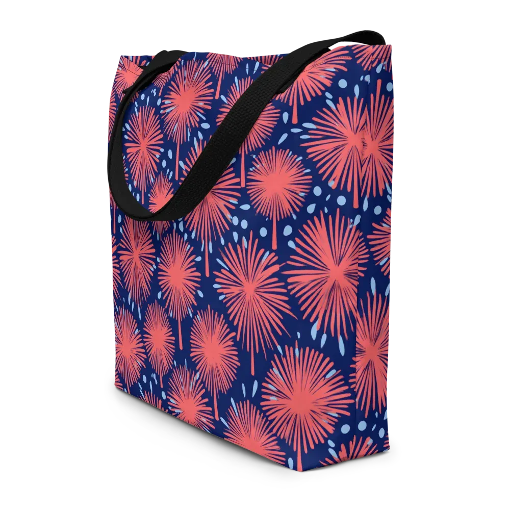 Coral Fireflower on Large Tote Bag W/ Pocket — Front