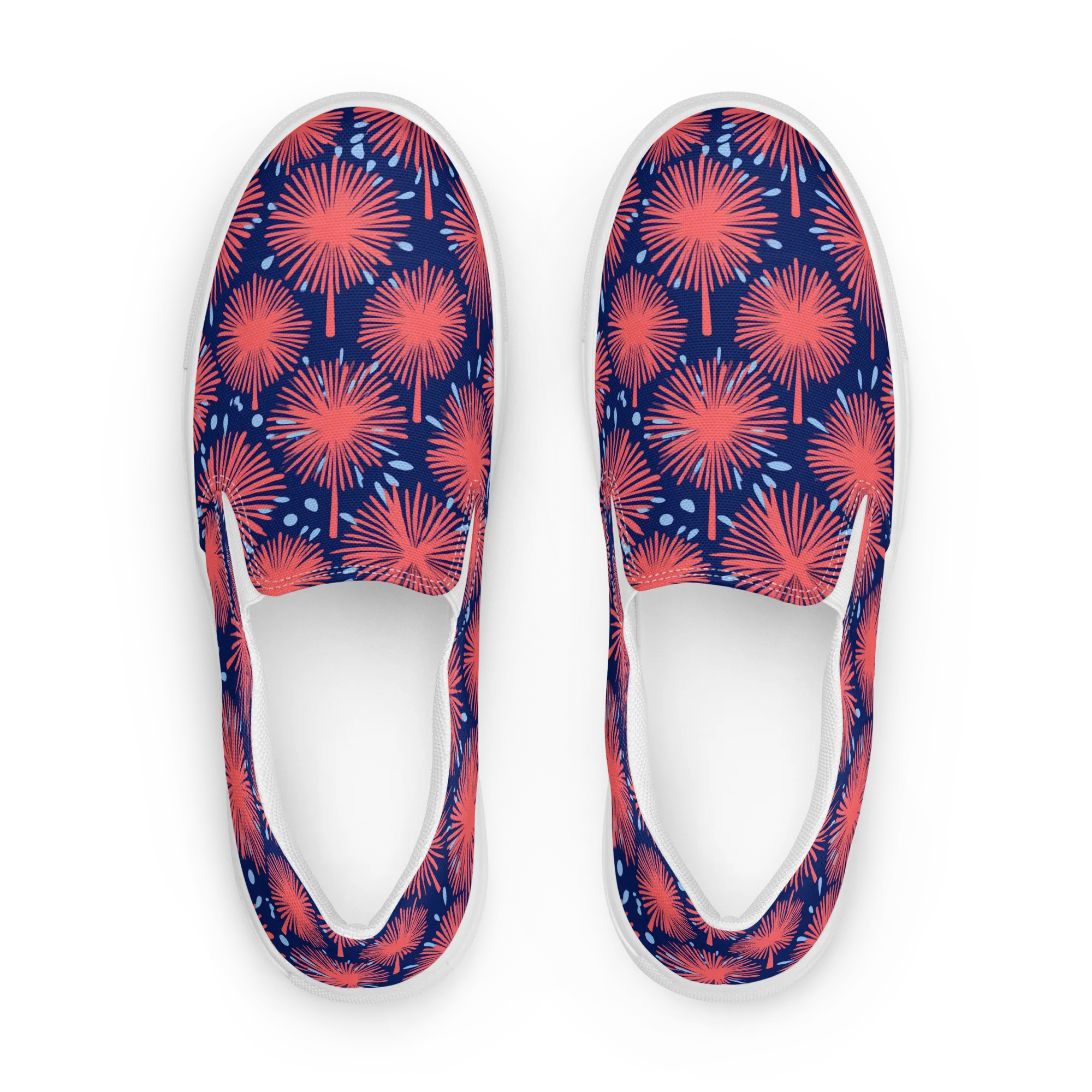 Coral Fireflower on Women's Slip-On Canvas Shoes — Front