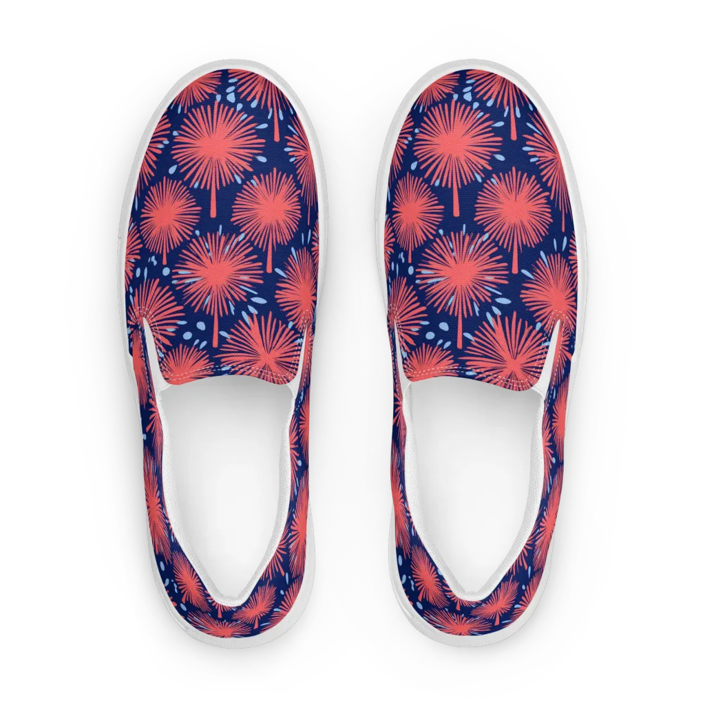Coral Fireflower on Women's Slip-On Canvas Shoes — Front