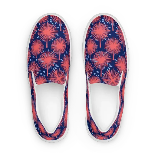 Coral Fireflower on a Women's Slip-On Canvas Shoes