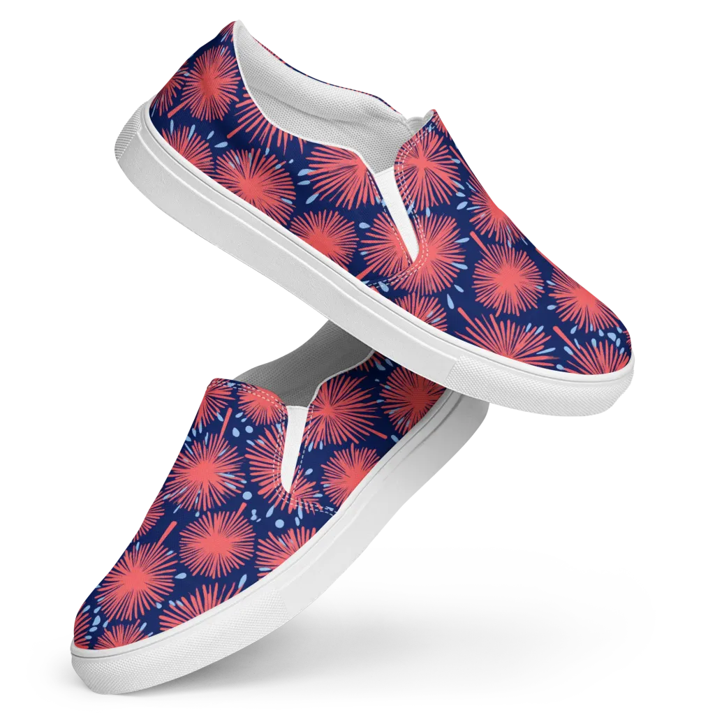 Coral Fireflower on Women's Slip-On Canvas Shoes — Front