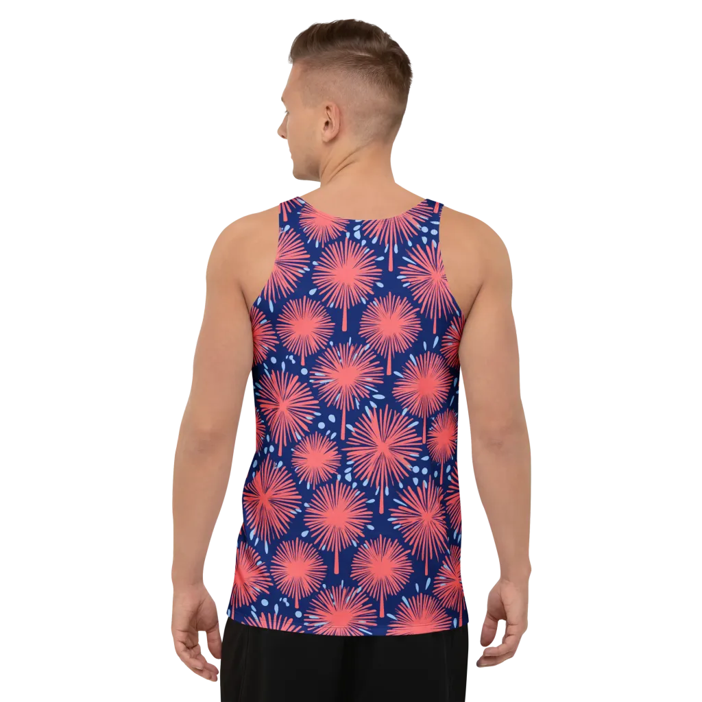 Coral Fireflower on Men's Tank Top — Back