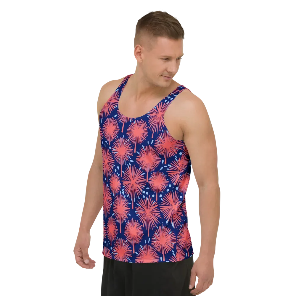 Coral Fireflower on Men's Tank Top — Left Front