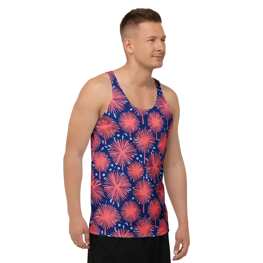 Coral Fireflower on Men's Tank Top — Right Front