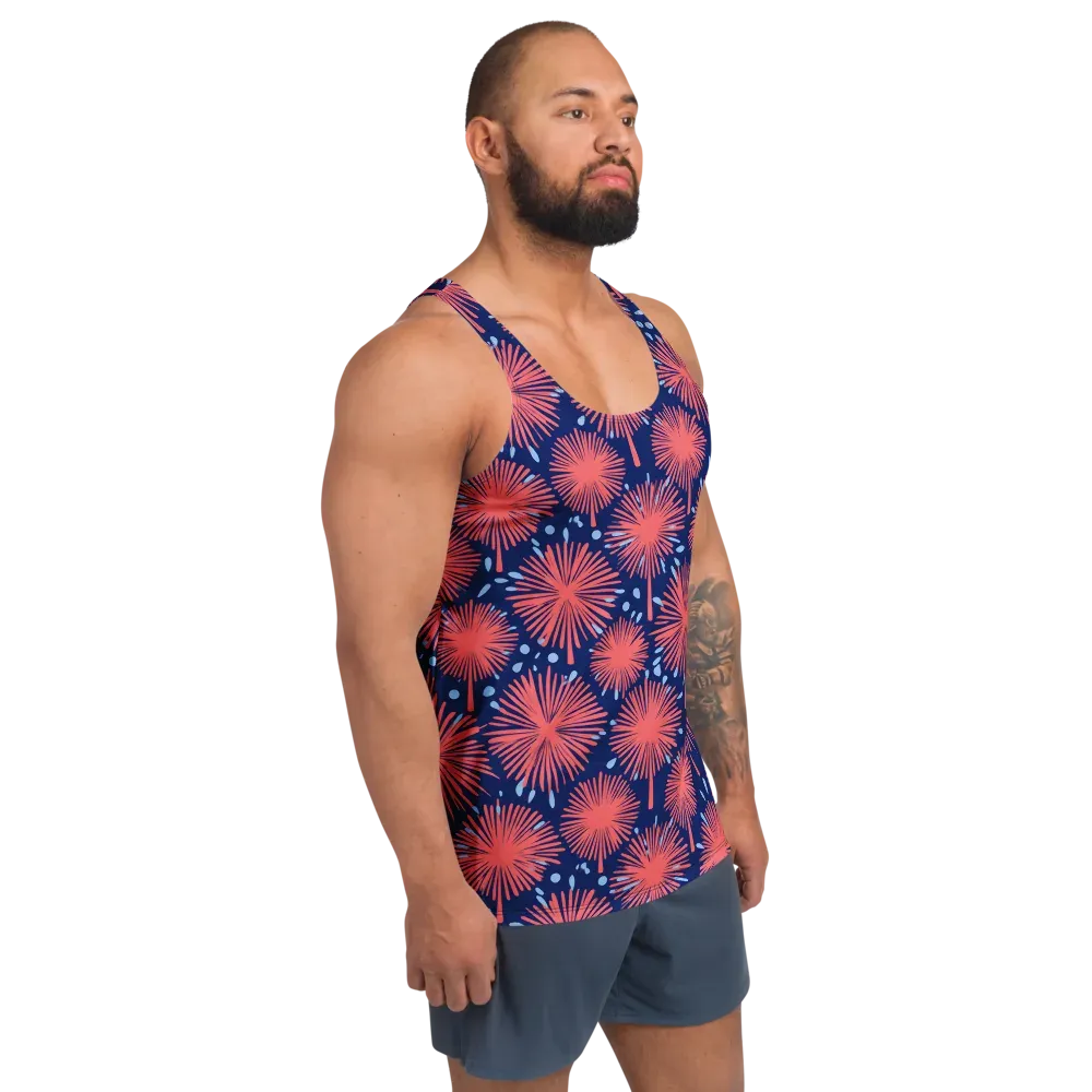Coral Fireflower on Men's Tank Top — Right Front