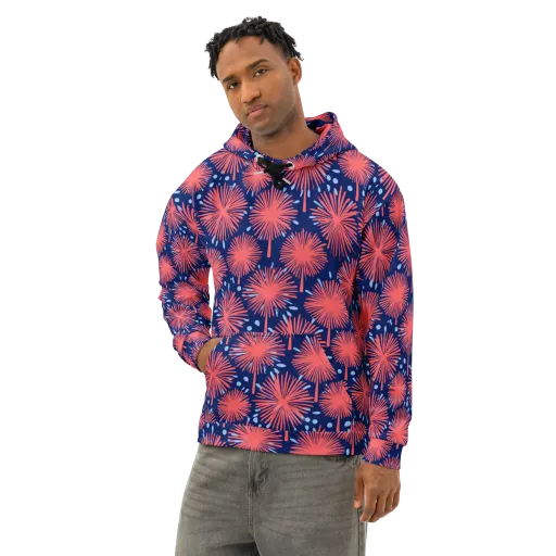 Coral Fireflower on a Cotton Hoodie