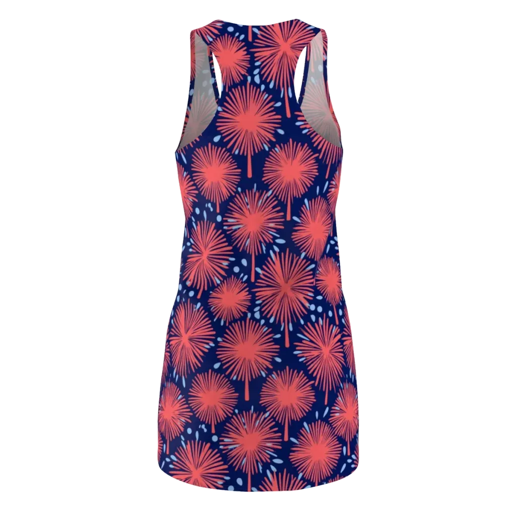 Coral Fireflower on Racerback Dress — Back