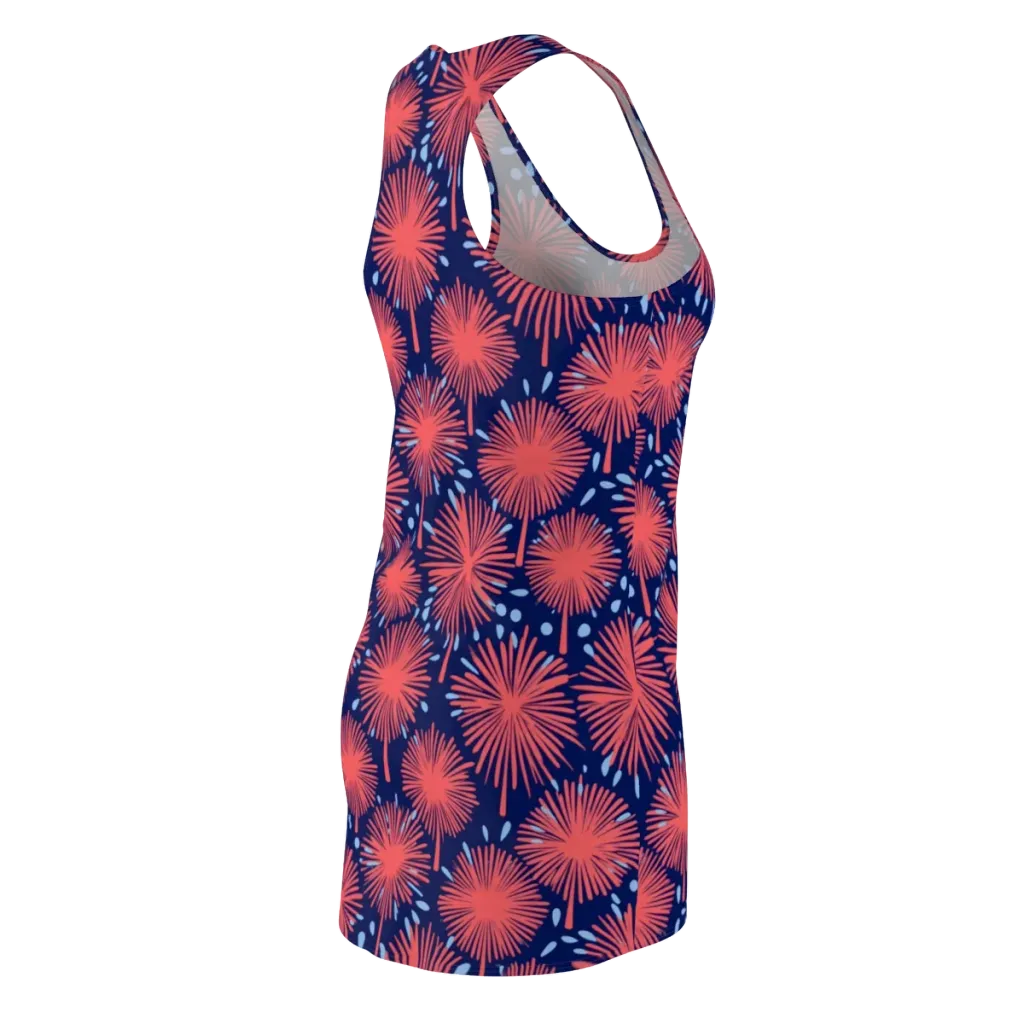 Coral Fireflower on Racerback Dress — Back Side
