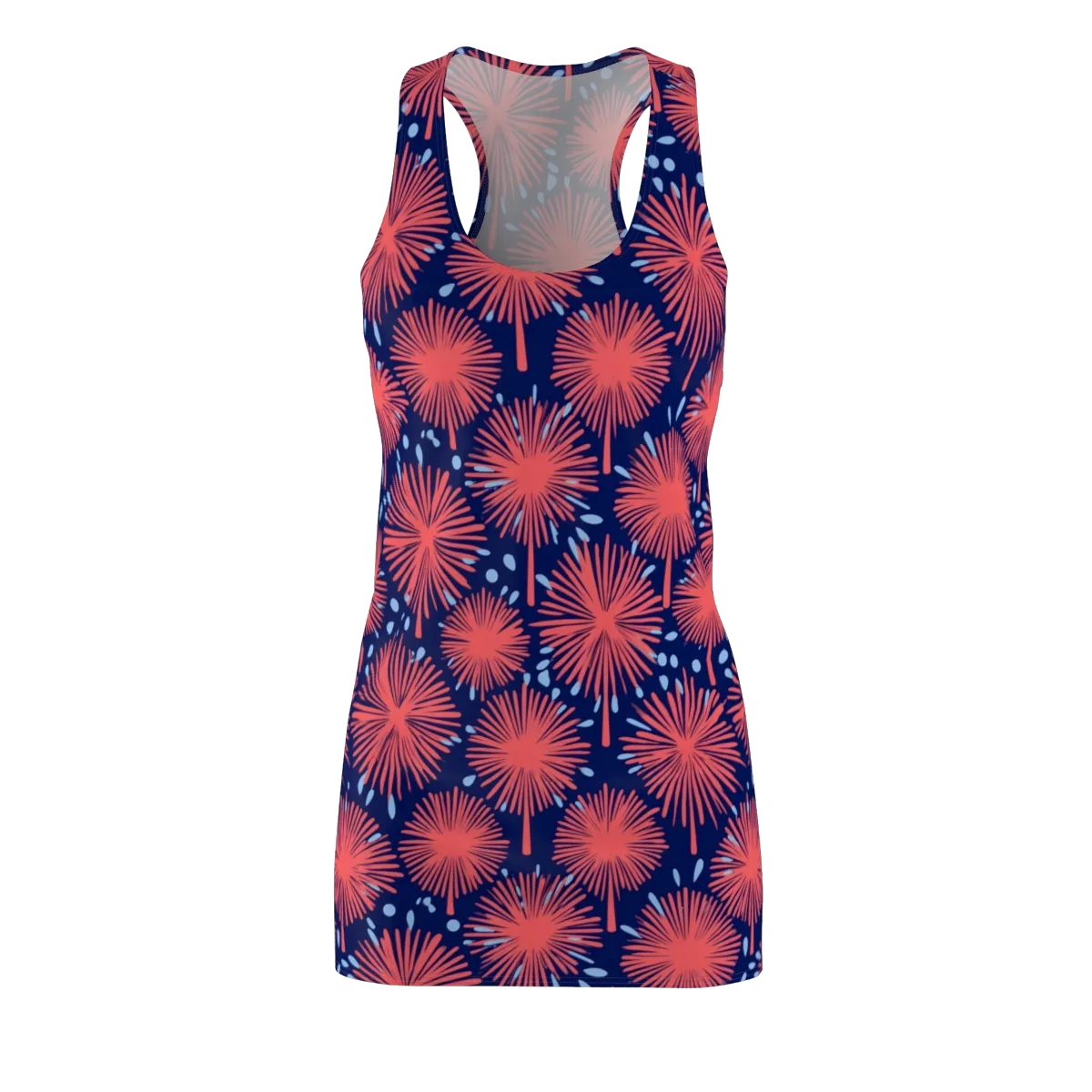 Coral Fireflower on Racerback Dress — Front
