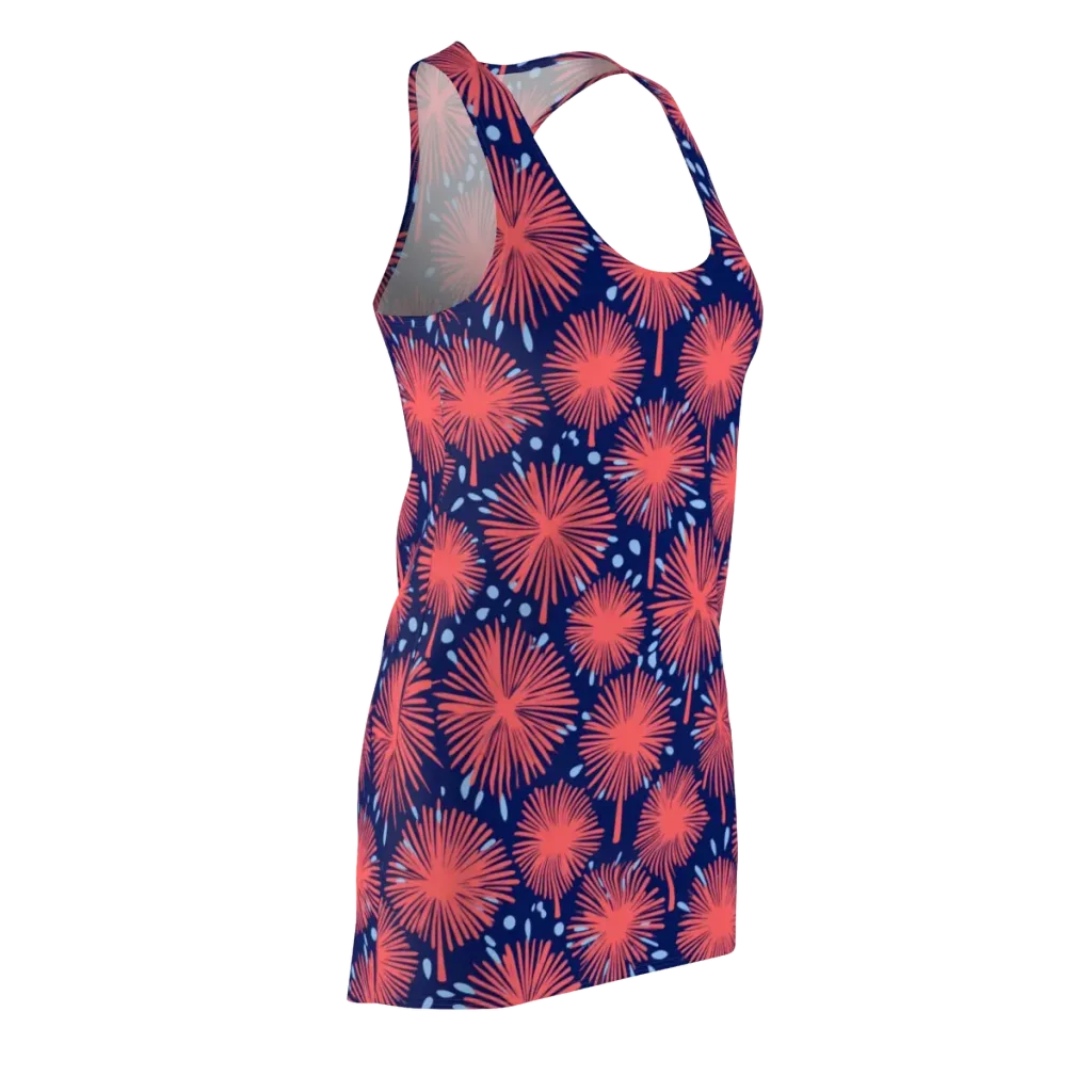 Coral Fireflower on Racerback Dress — Front Side