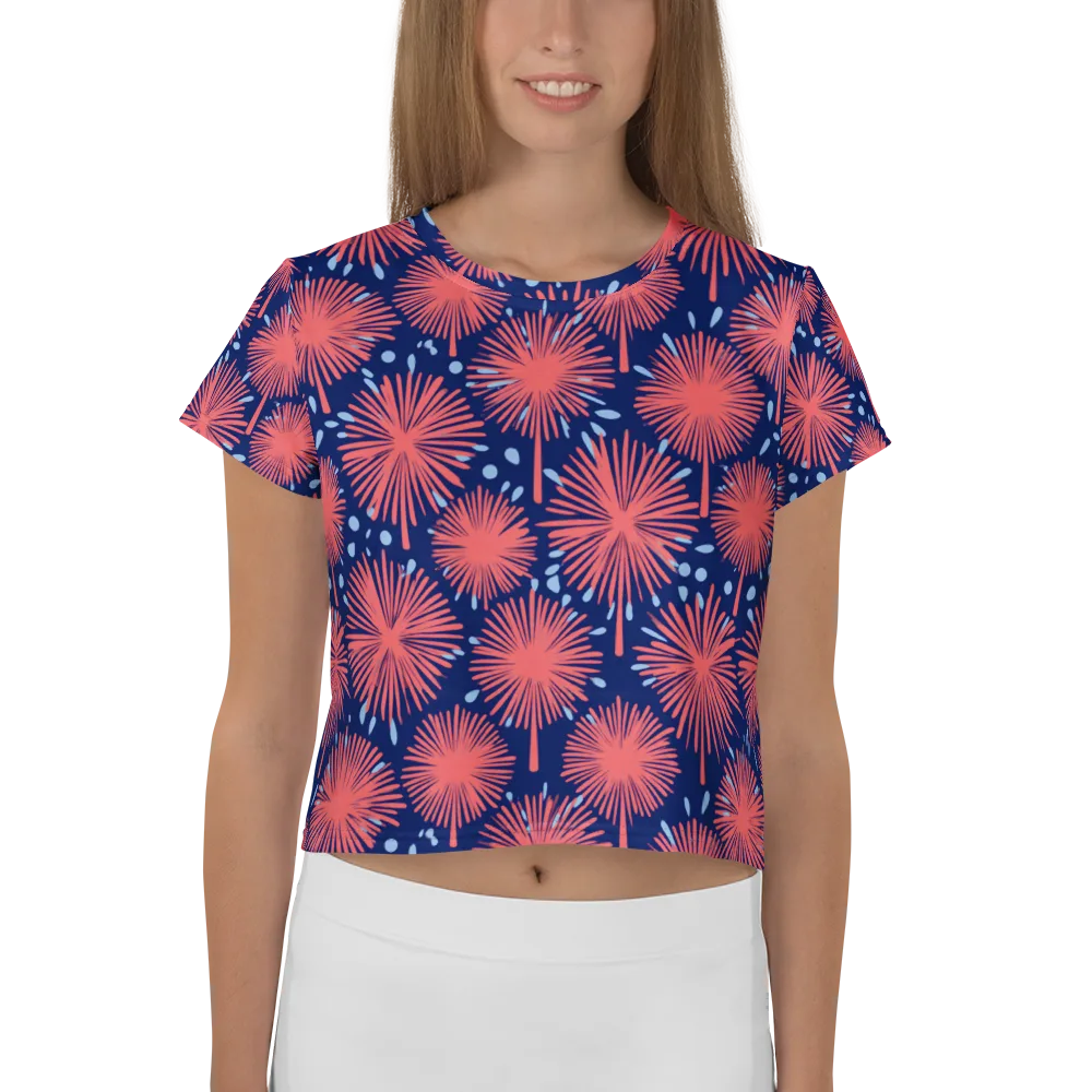 Coral Fireflower on Crop Tee — Front
