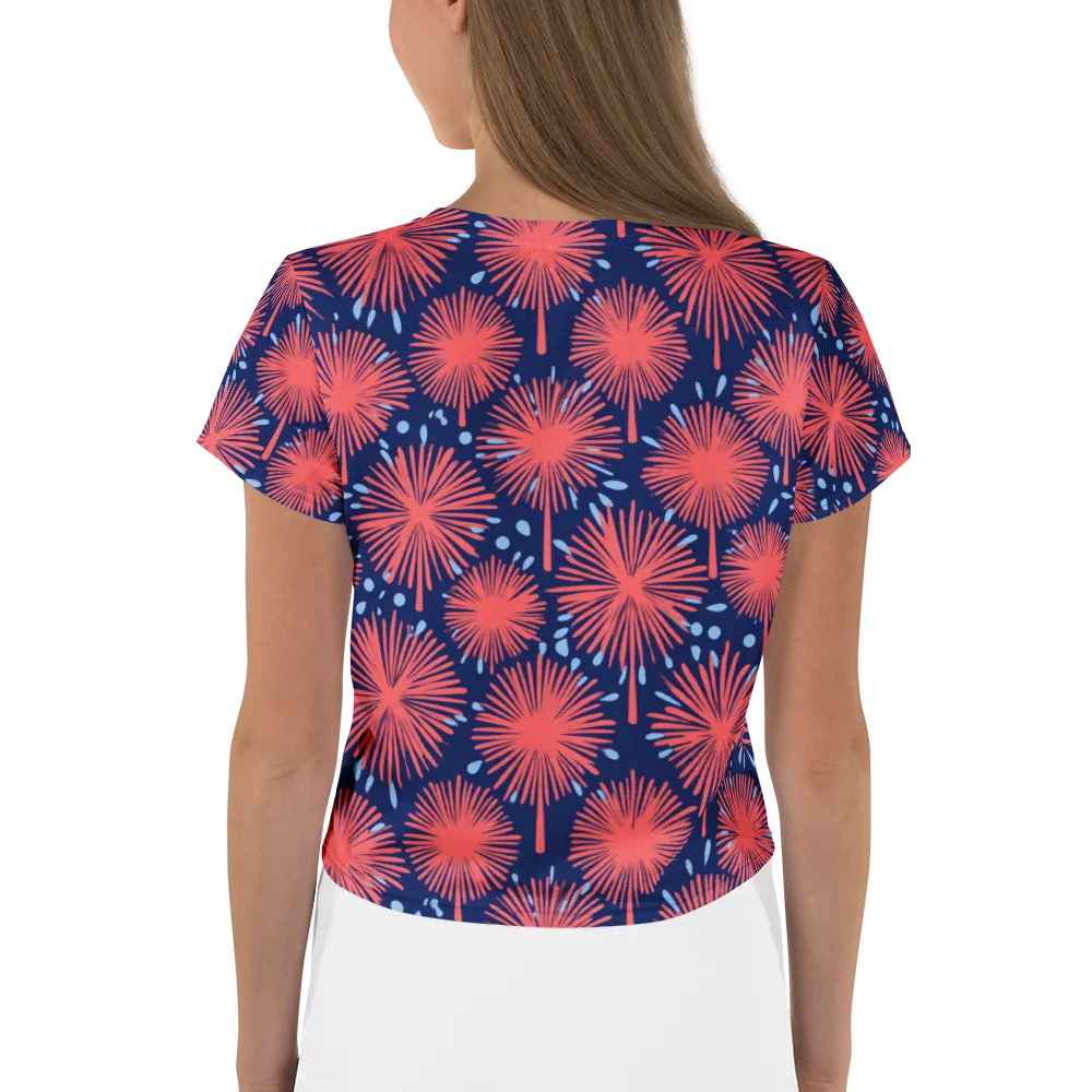 Coral Fireflower on Crop Tee — Back