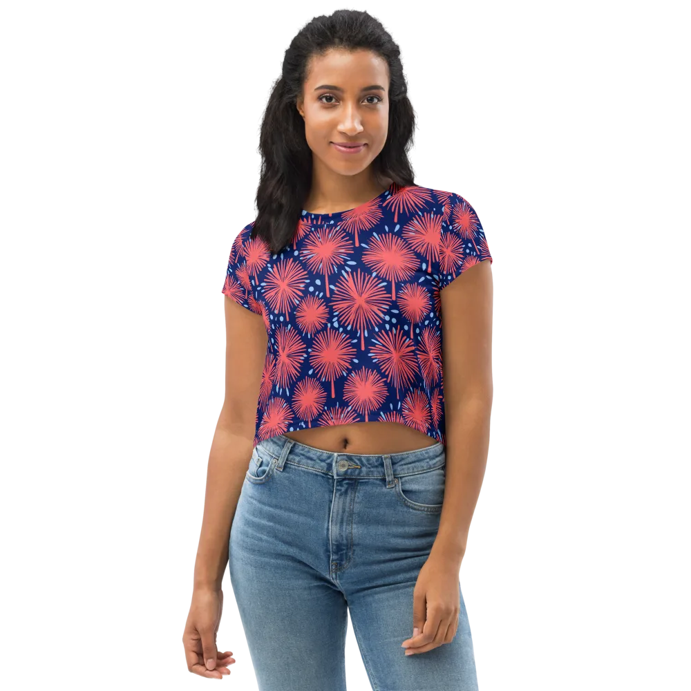 Coral Fireflower on Crop Tee — Front