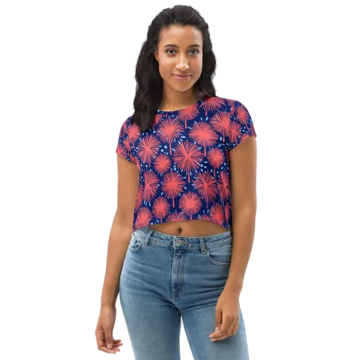 Coral Fireflower on a Crop Tee