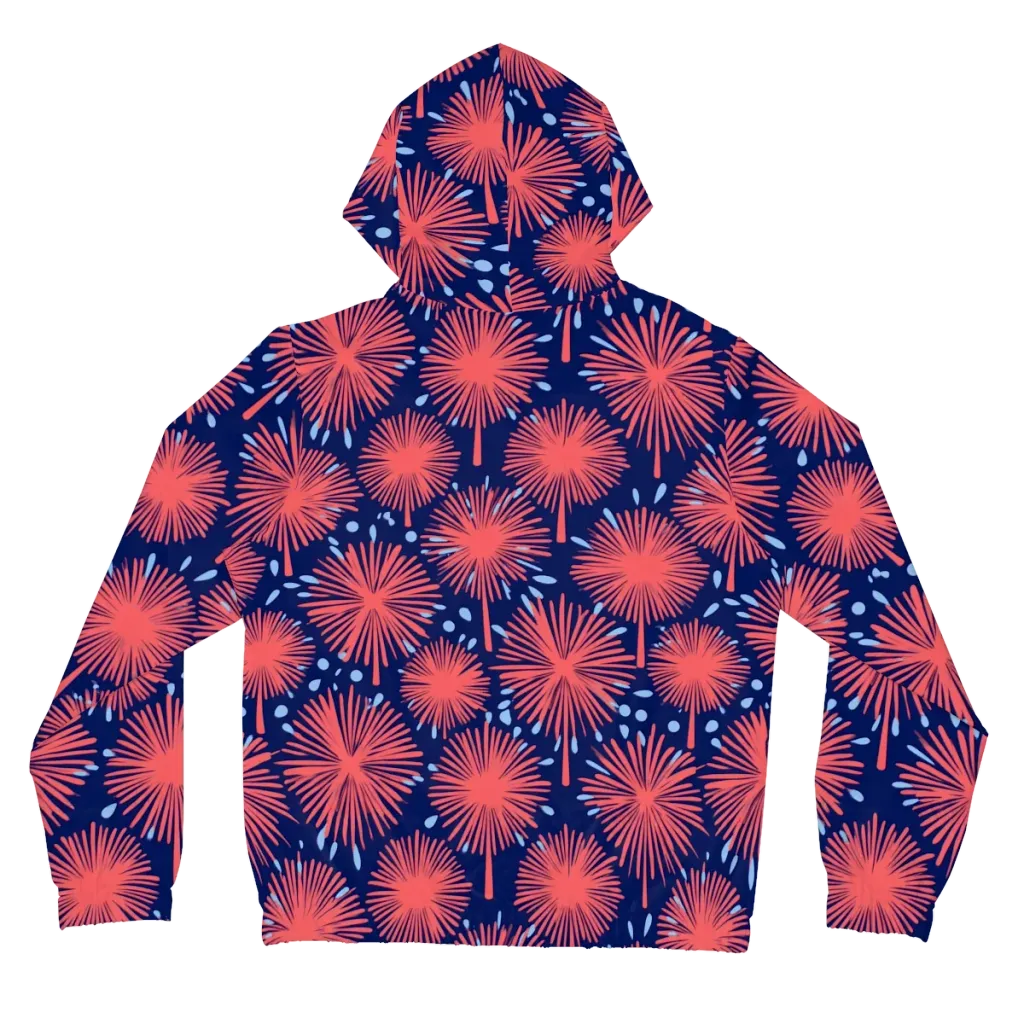 Coral Fireflower on Women's Full-Zip Hoodie — Back