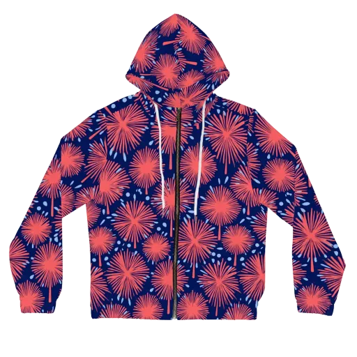 Coral Fireflower on a Women's Full-Zip Hoodie