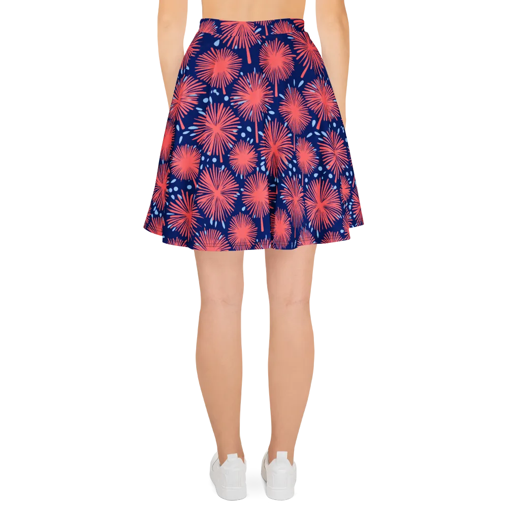 Coral Fireflower on Skater Skirt — Back