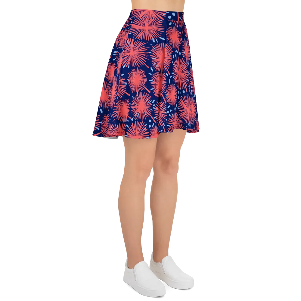 Coral Fireflower on Skater Skirt — Right