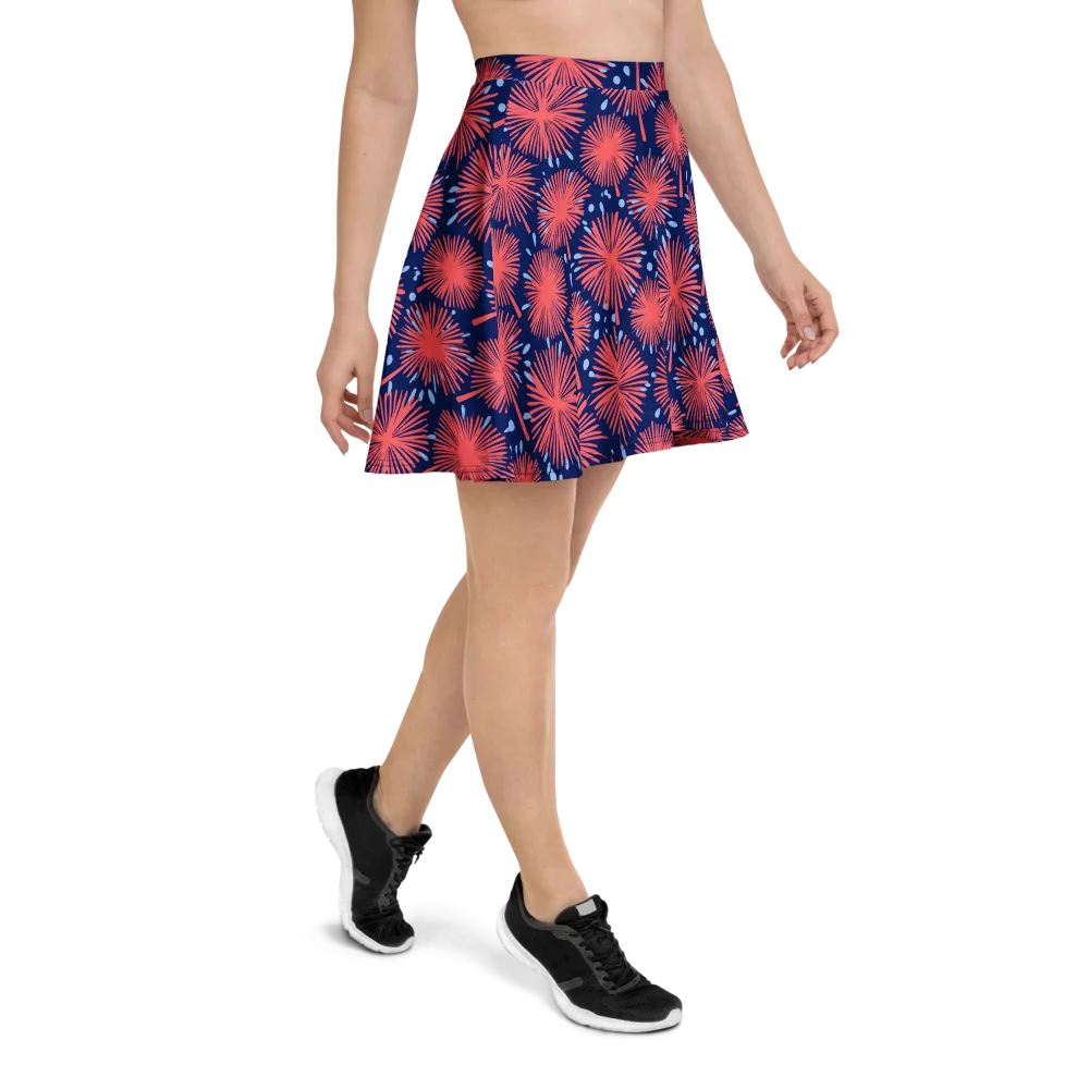 Coral Fireflower on Skater Skirt — Right