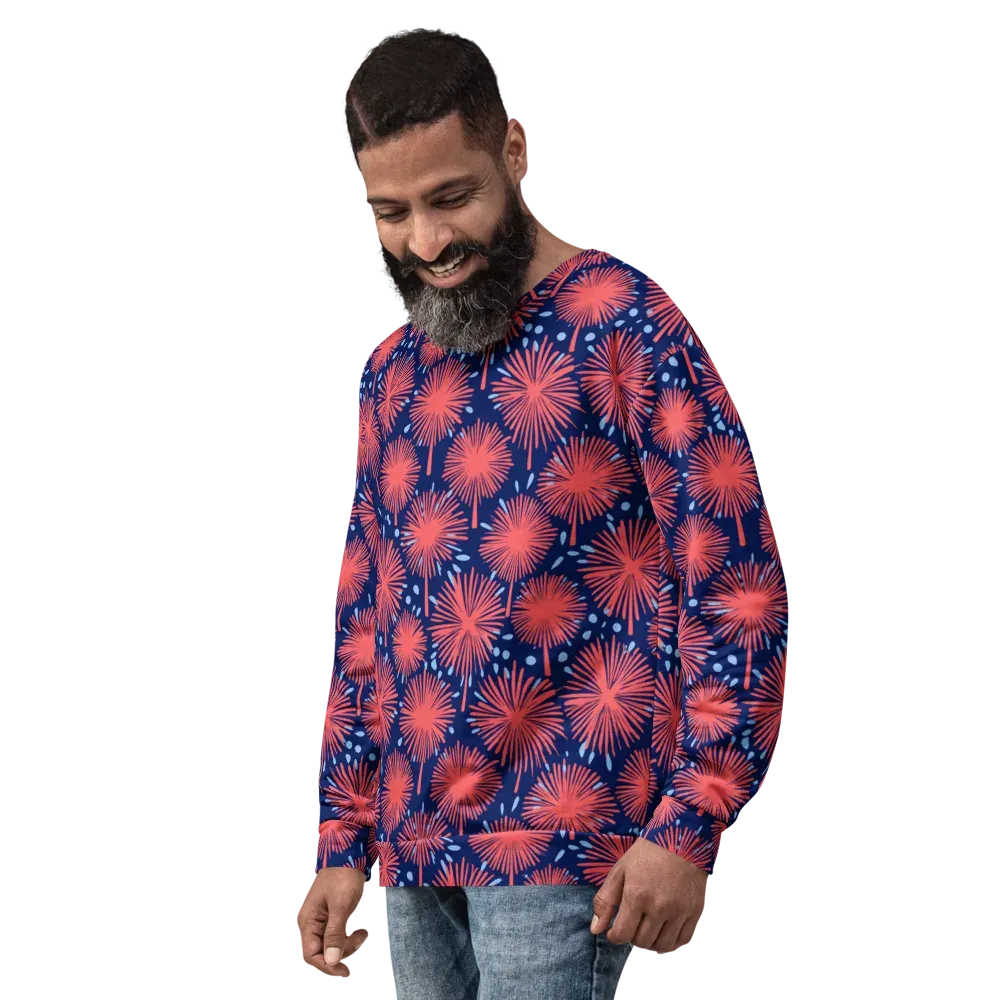 Coral Fireflower on Sweatshirt — Left Front