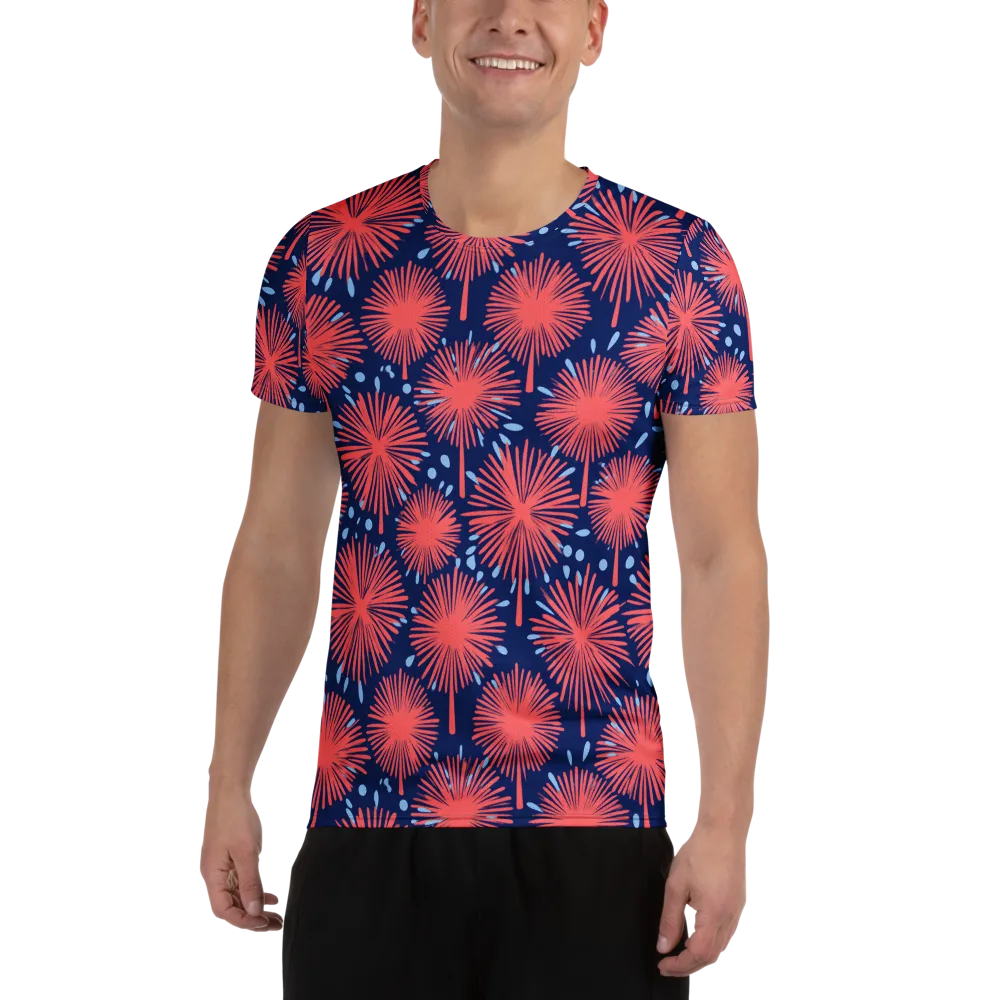 Coral Fireflower on Men's Athletic T-Shirt — Front