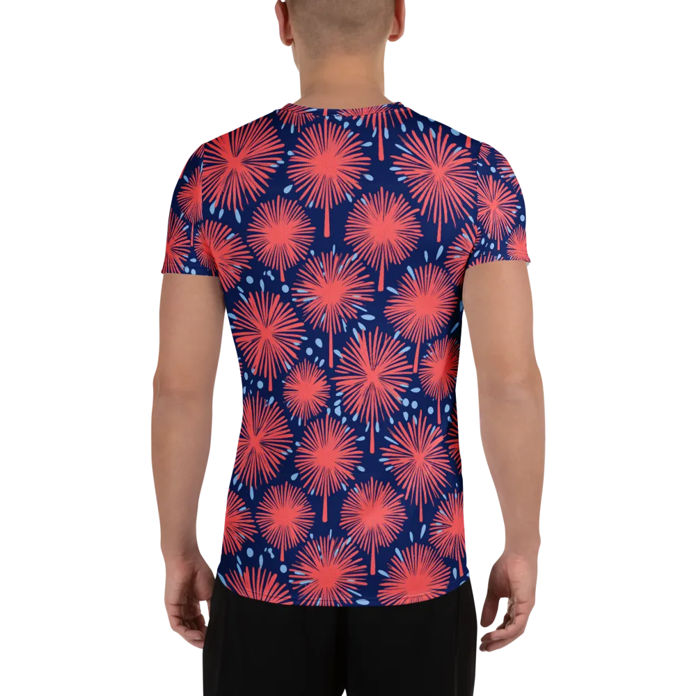 Coral Fireflower on Men's Athletic T-Shirt — Back
