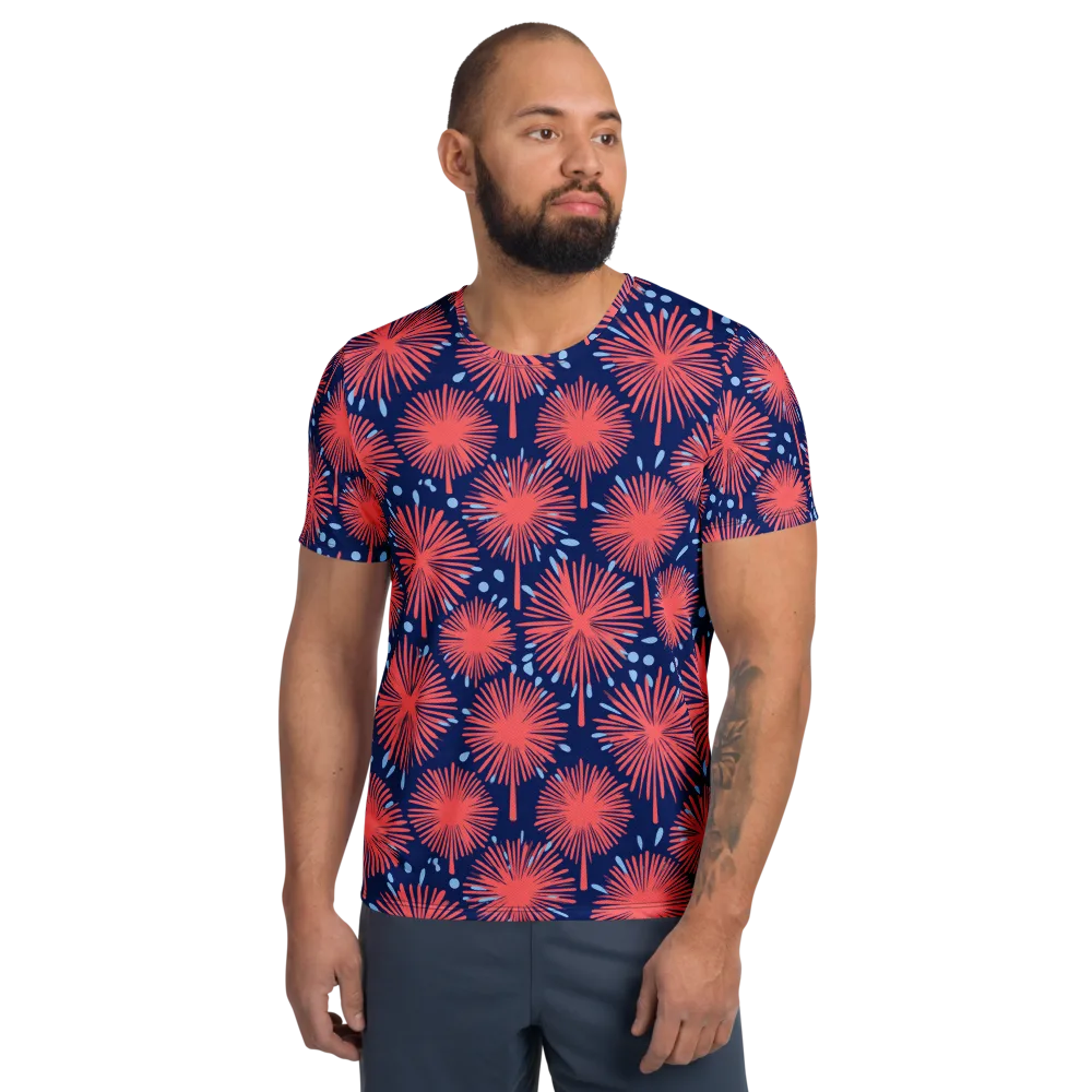 Coral Fireflower on Men's Athletic T-Shirt — Front