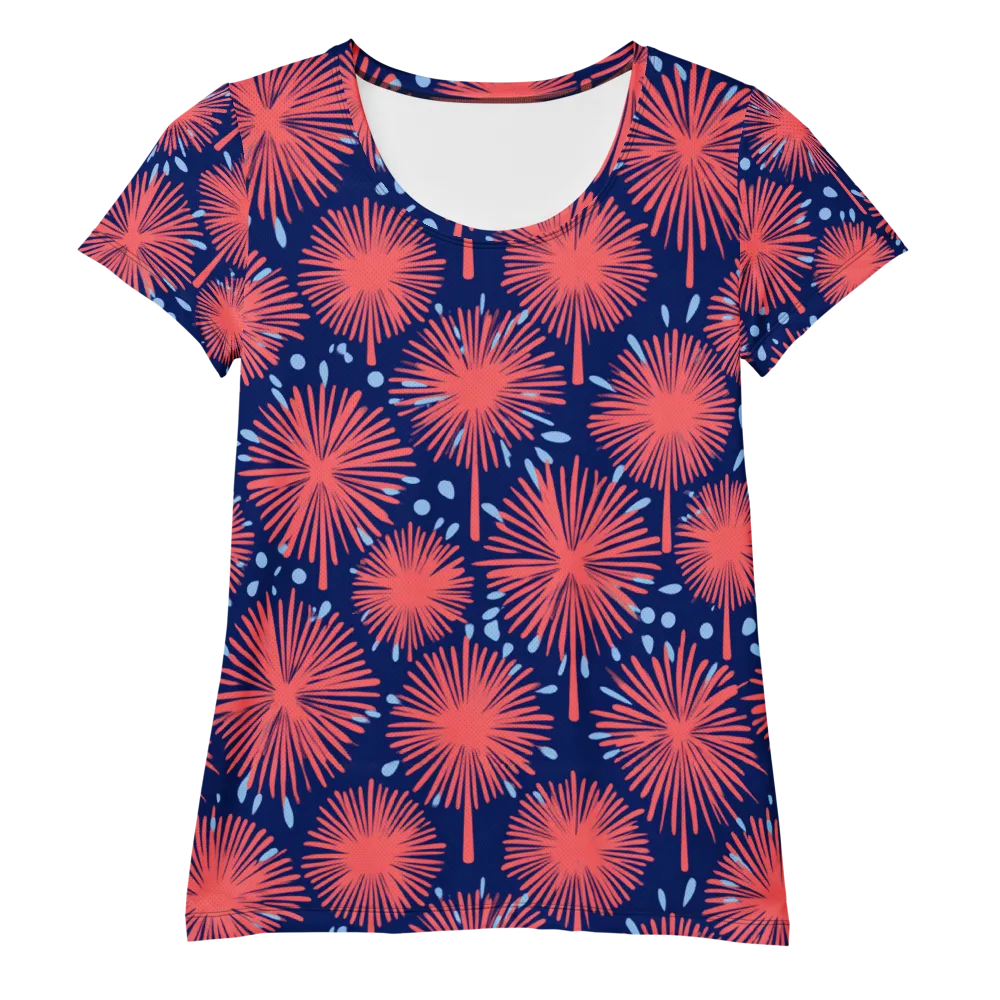 Coral Fireflower on Women's Athletic T-Shirt — Front