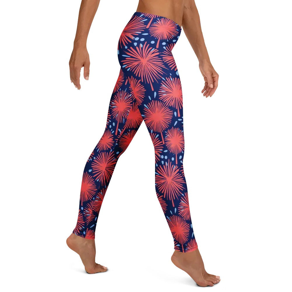 Coral Fireflower on Leggings — Right