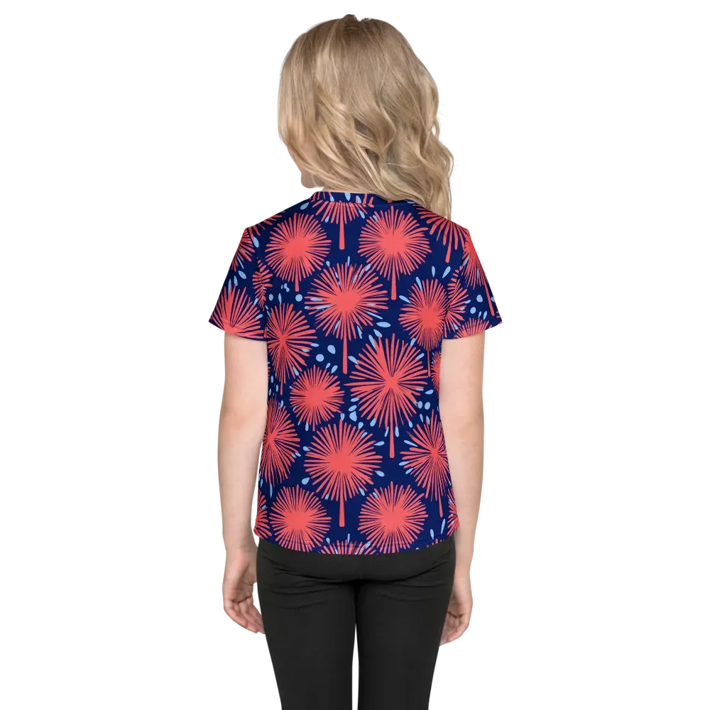 Coral Fireflower on Kids Crew Neck T-Shirt — Back
