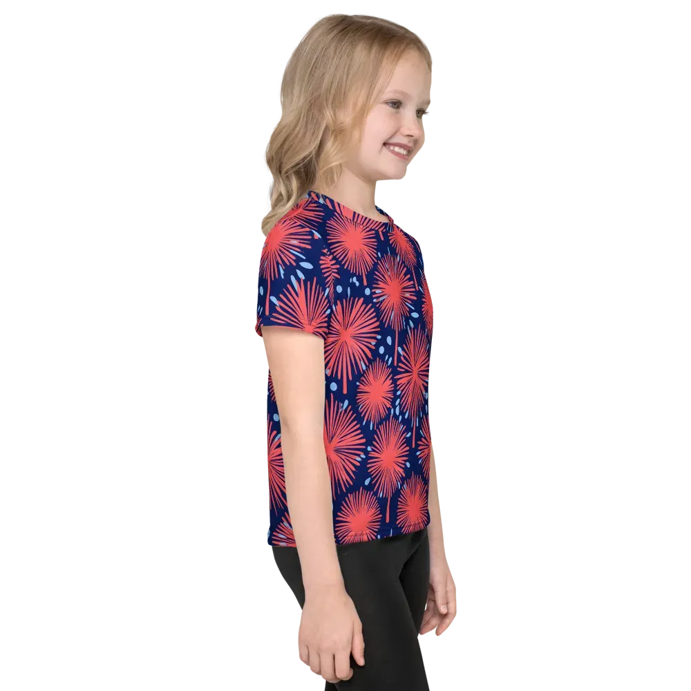 Coral Fireflower on Kids Crew Neck T-Shirt — Right