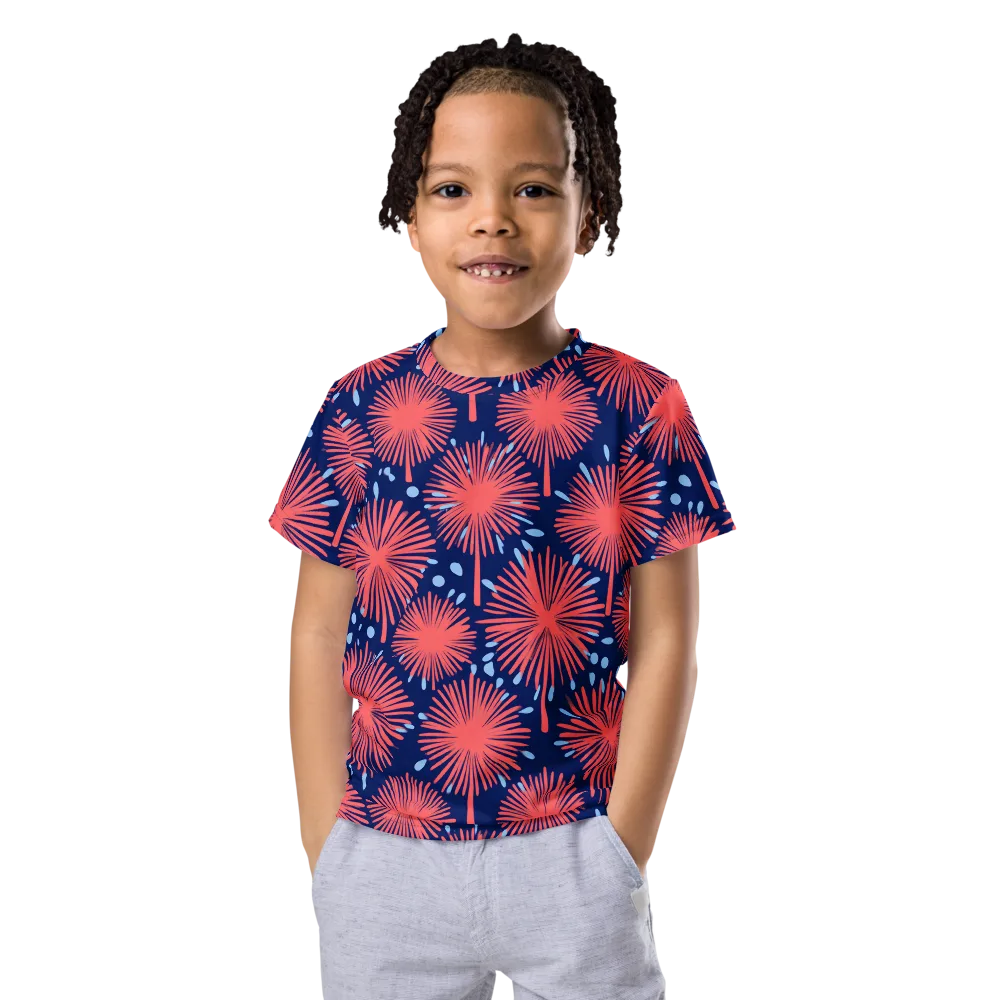 Coral Fireflower on Kids Crew Neck T-Shirt — Front