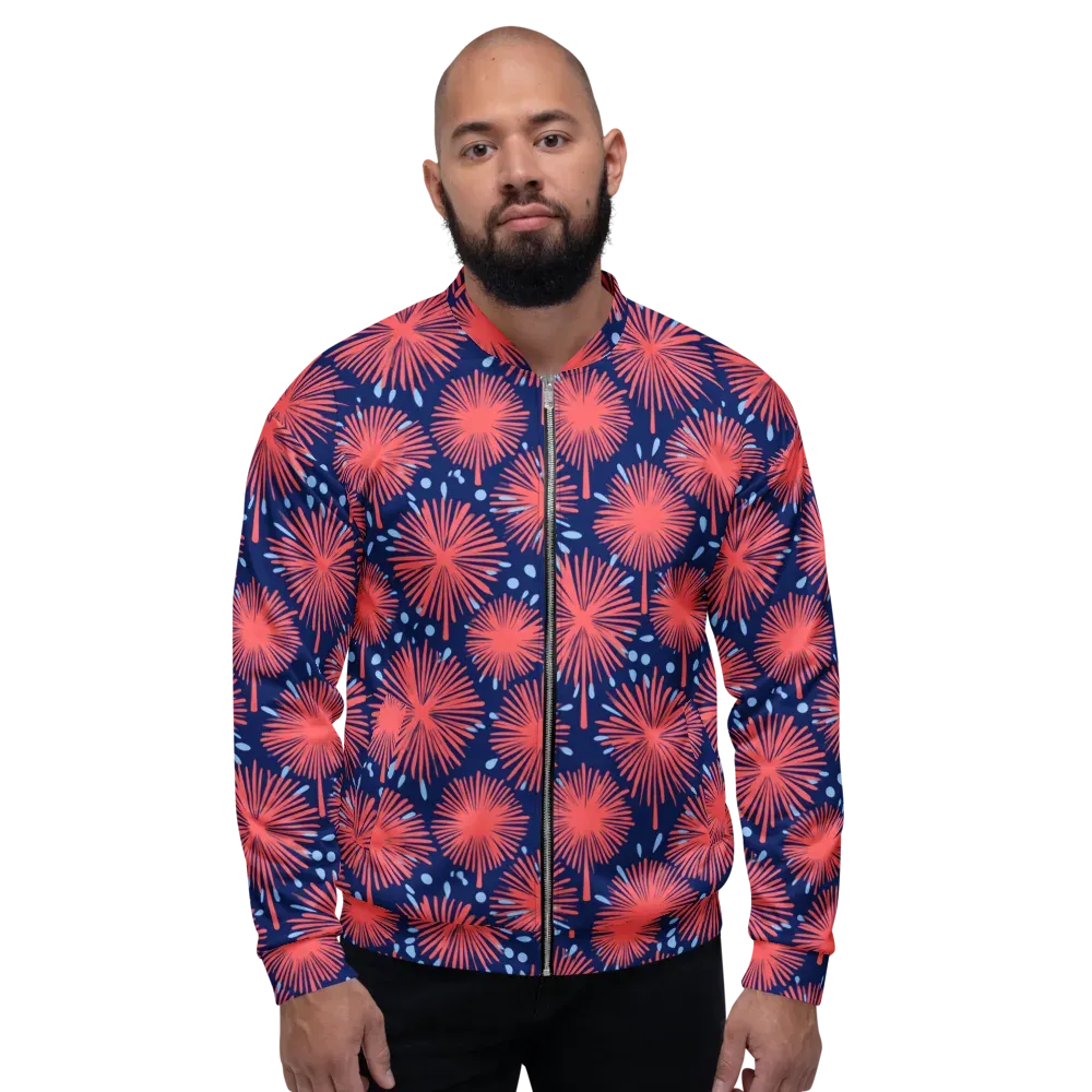 Coral Fireflower on Bomber Jacket — Front