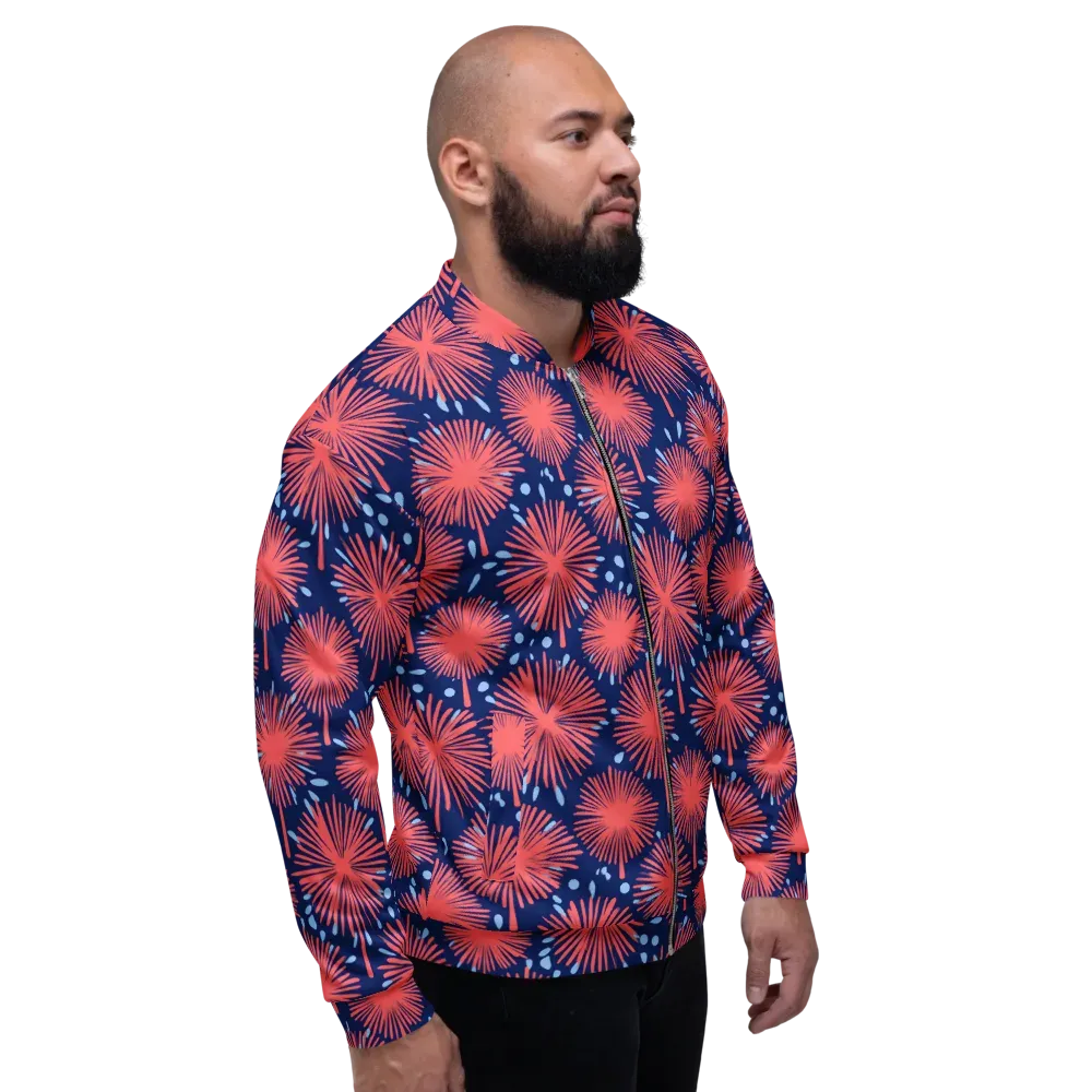 Coral Fireflower on Bomber Jacket — Right