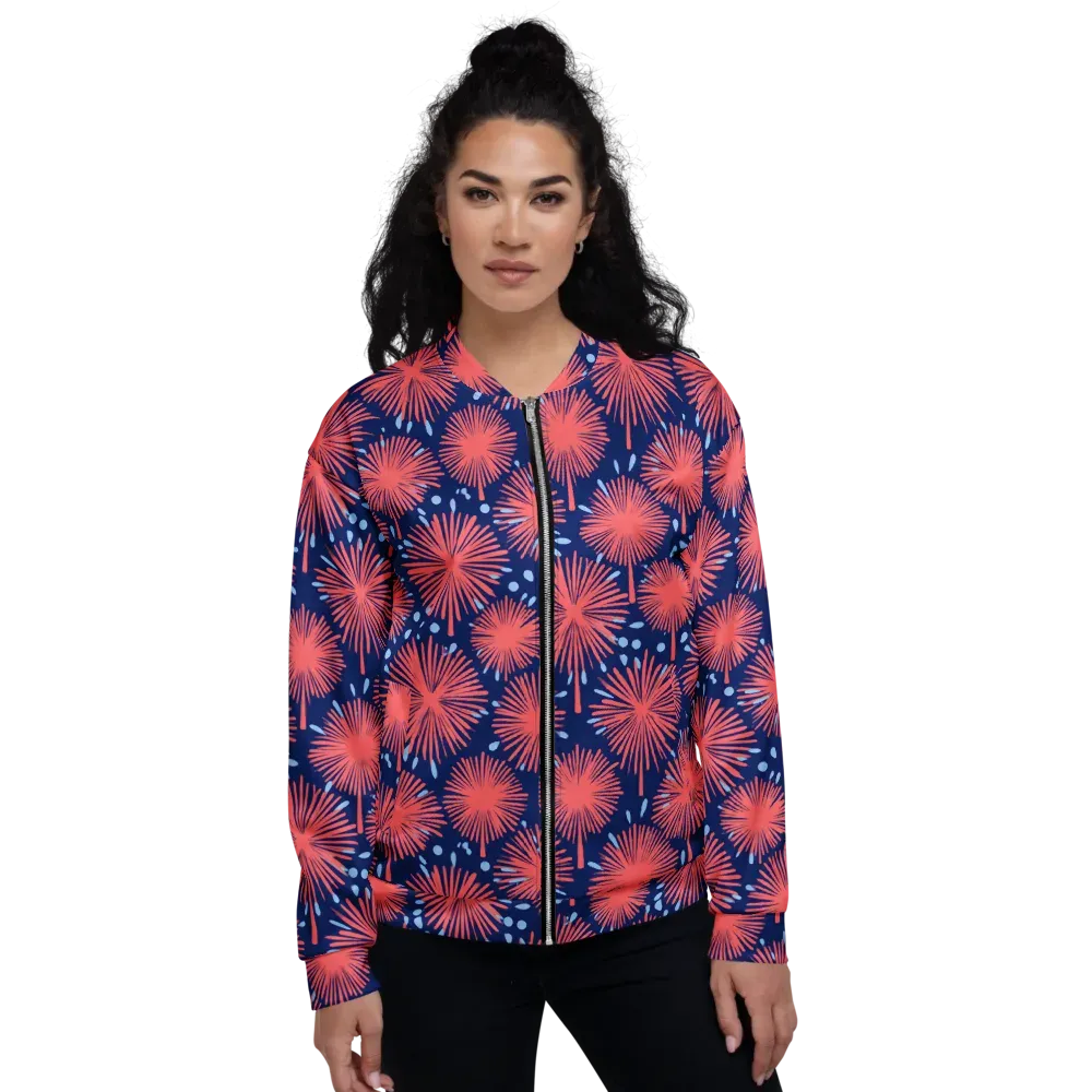 Coral Fireflower on Bomber Jacket — Front