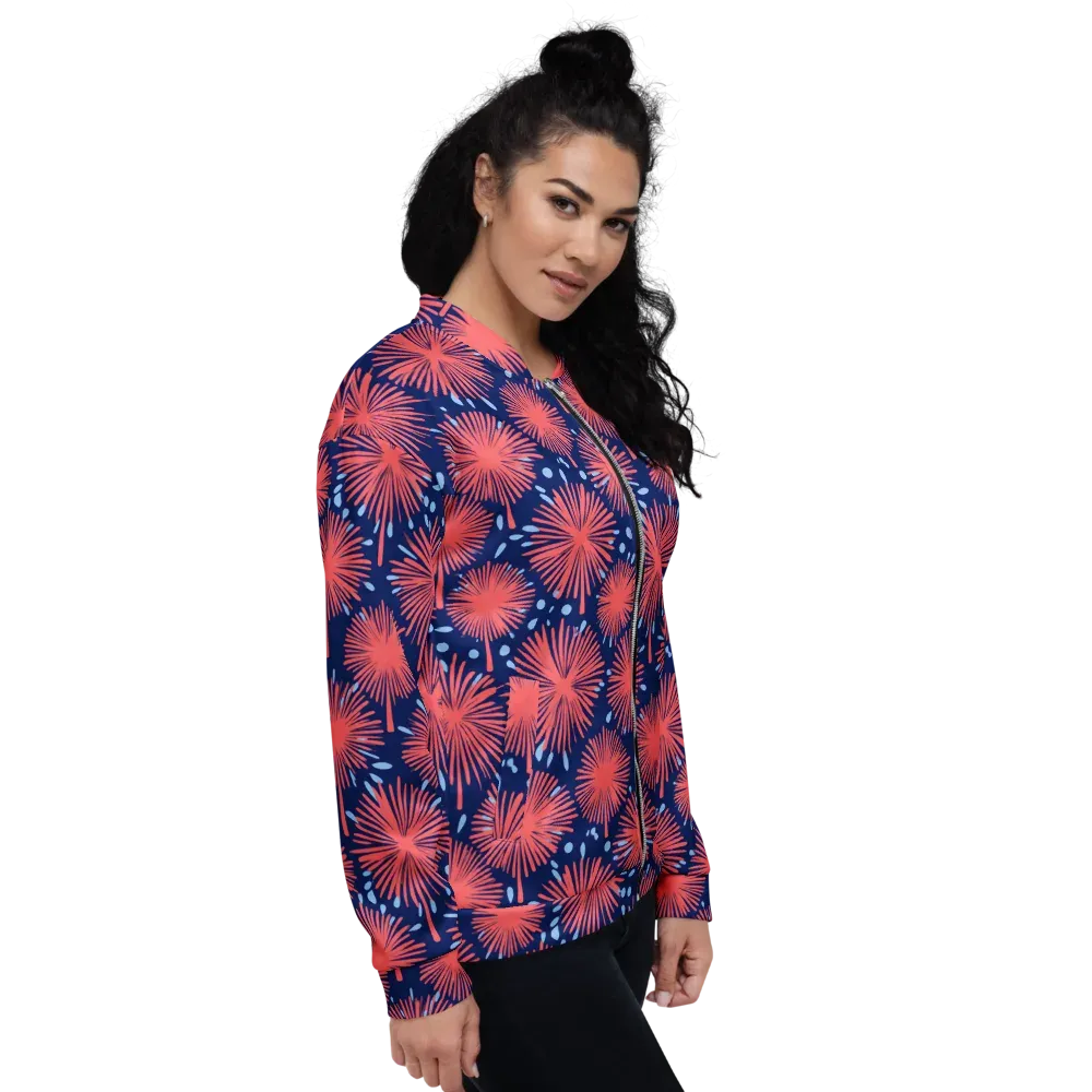 Coral Fireflower on Bomber Jacket — Right