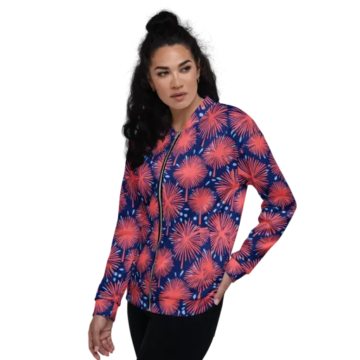 Coral Fireflower on a Bomber Jacket
