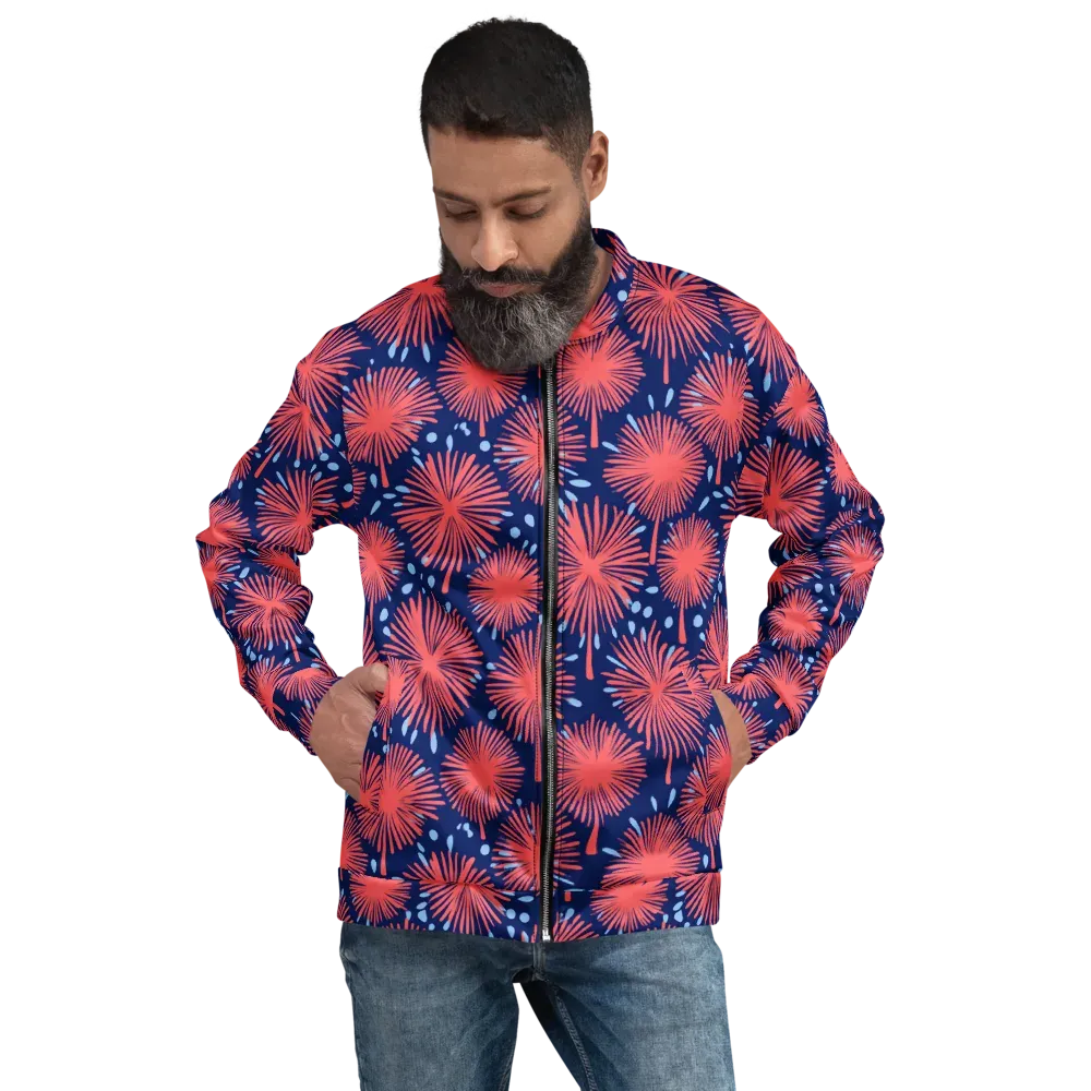 Coral Fireflower on Bomber Jacket — Front