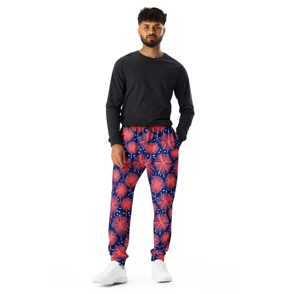 Coral Fireflower on Men's Joggers — Front