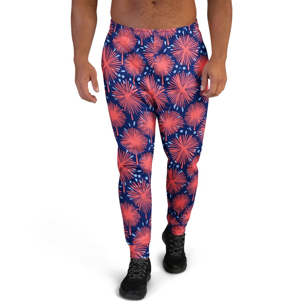 Coral Fireflower on Men's Joggers — Front
