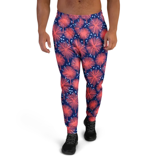 Coral Fireflower on a Men's Joggers