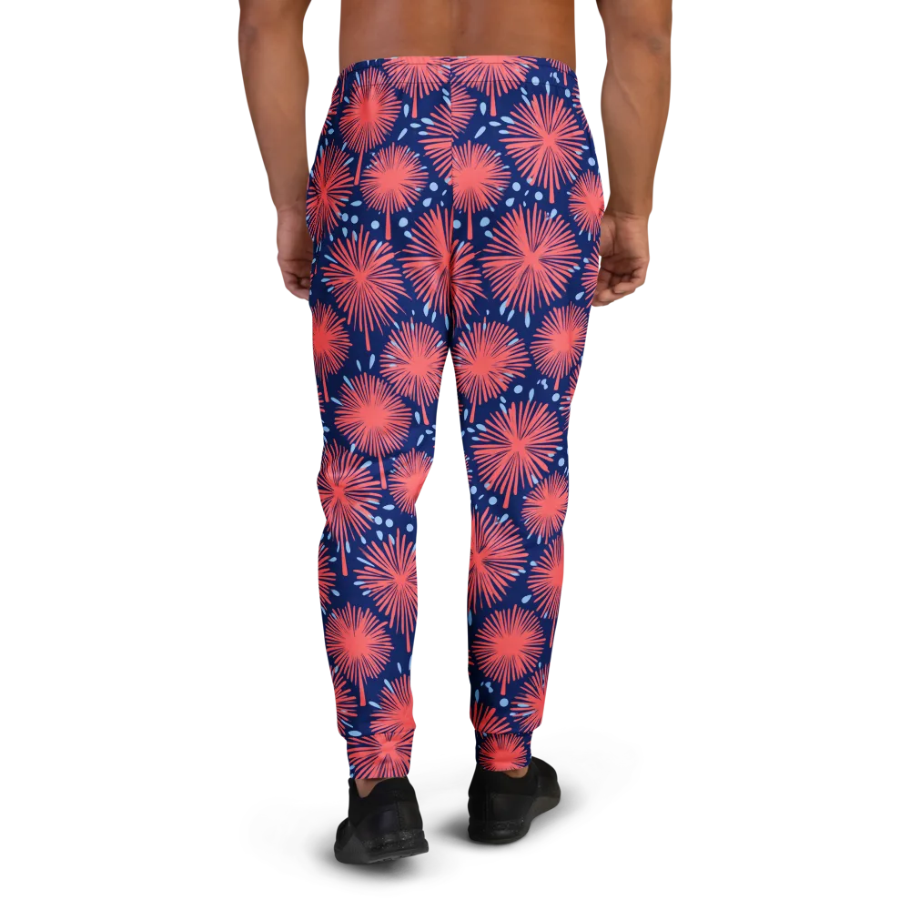 Coral Fireflower on Men's Joggers — Back