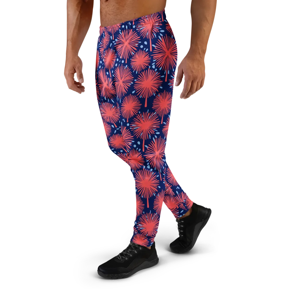 Coral Fireflower on Men's Joggers — Left
