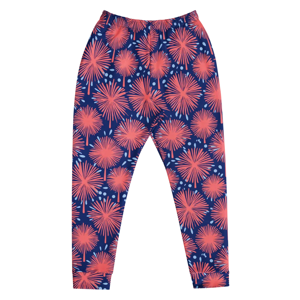 Coral Fireflower on Men's Joggers — Front