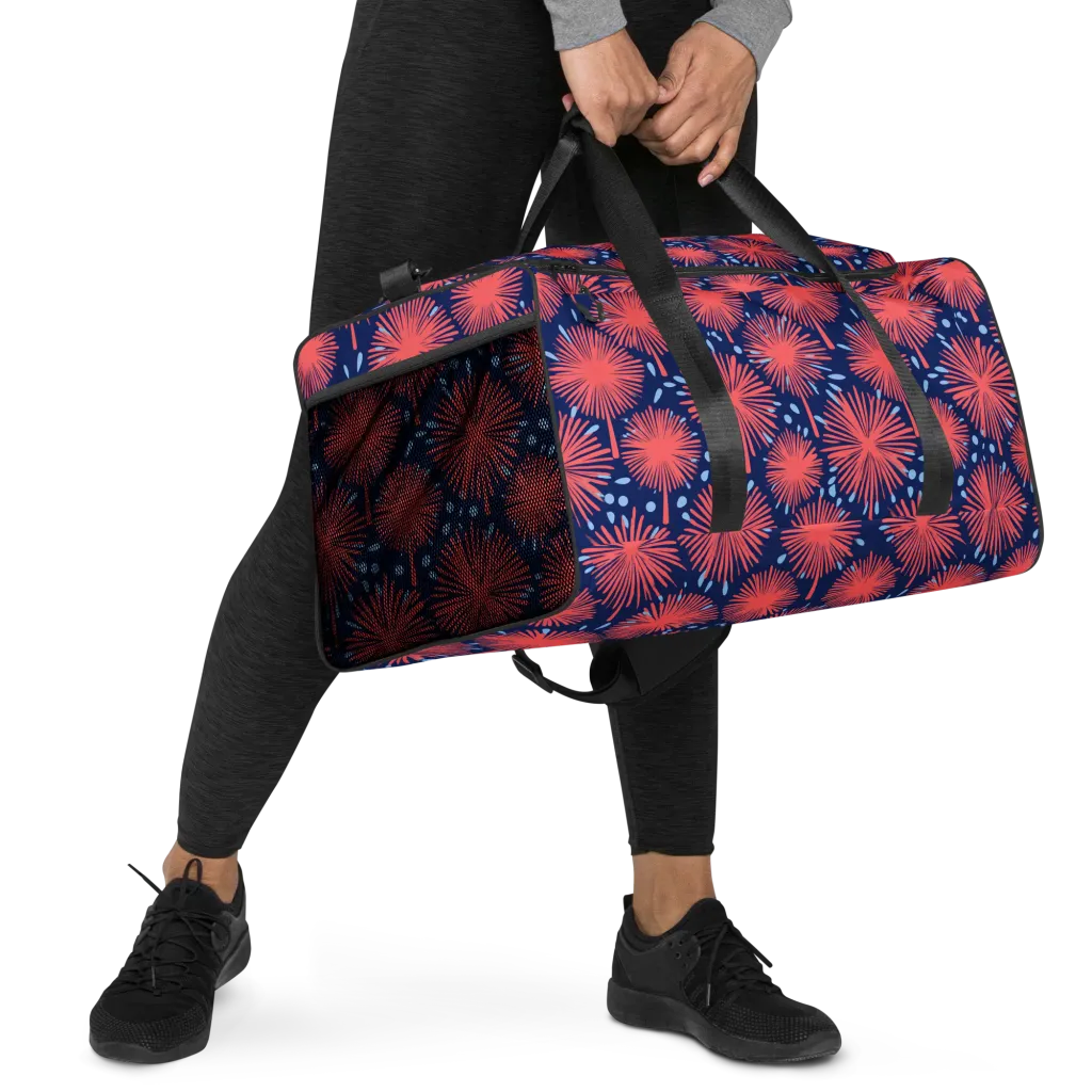 Coral Fireflower on Duffle Bag — Right Front