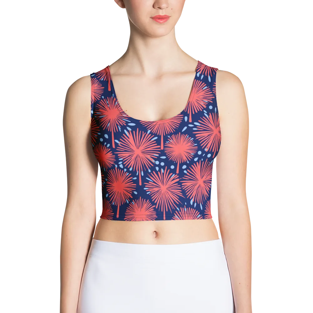 Coral Fireflower on Crop Top — Front