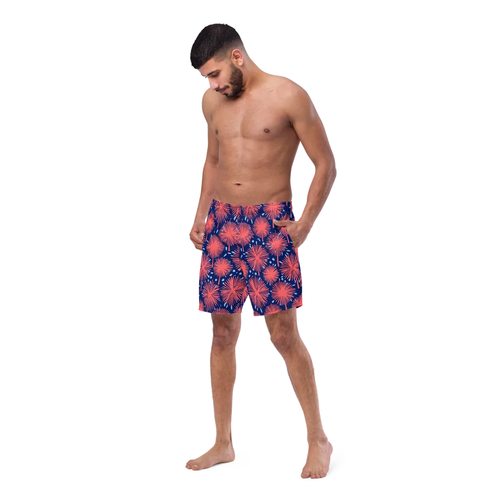 Coral Fireflower on Swim Trunks — Left Front