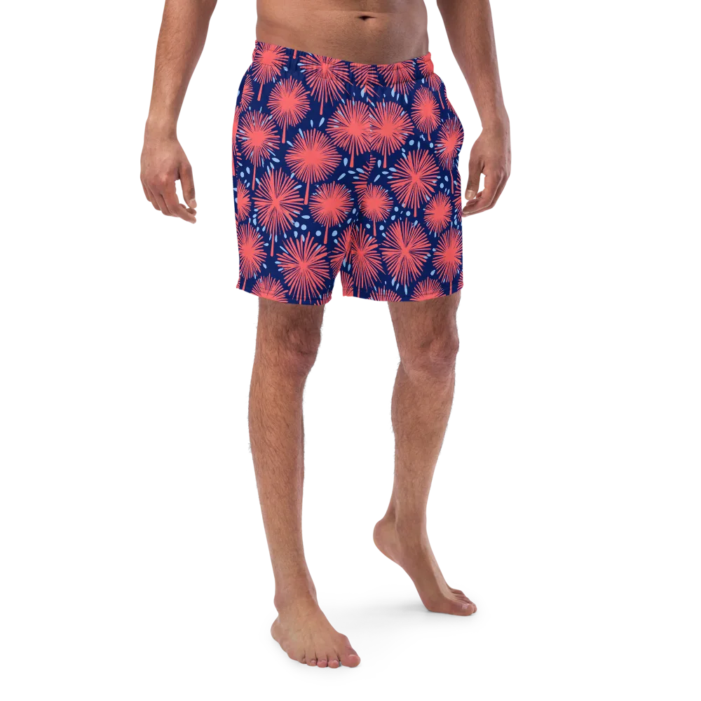 Coral Fireflower on Swim Trunks — Front